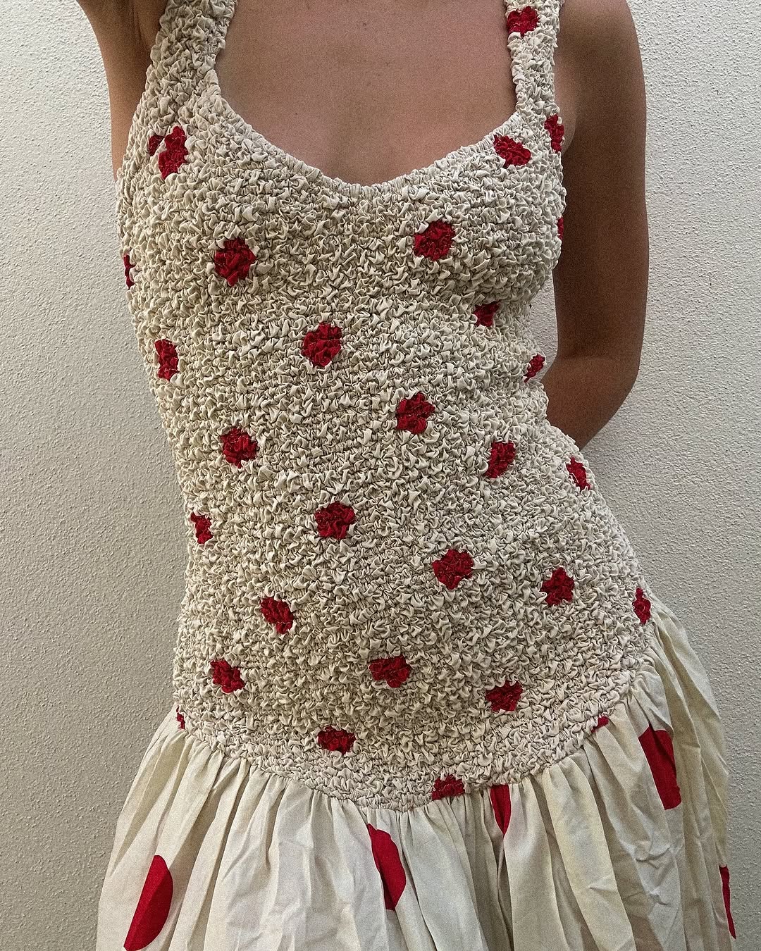 Mottled Dress in Polka Dot Red