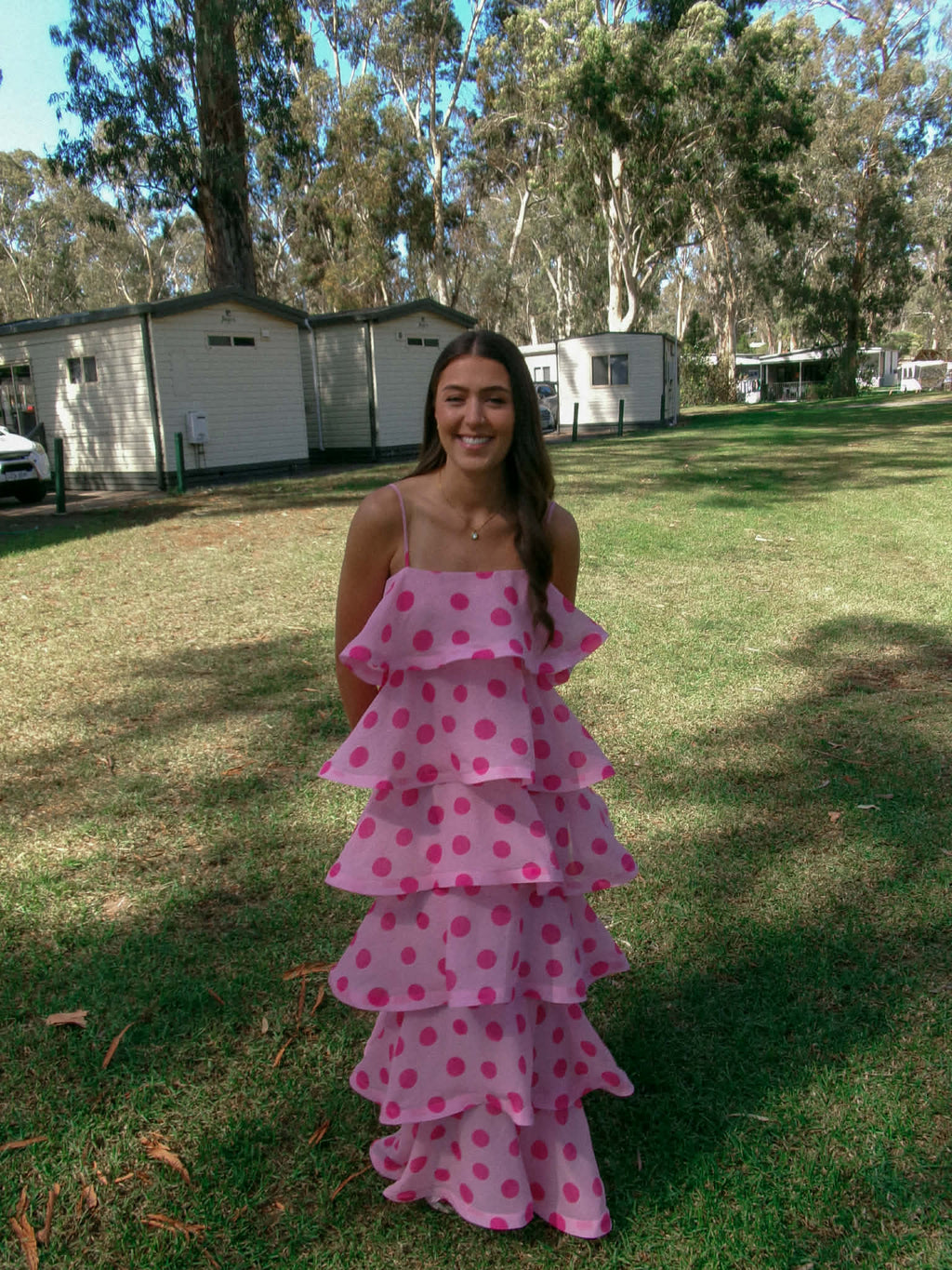 Sola Tiered in Polkadot Pink