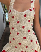 Mottled Dress in Polka Dot Red