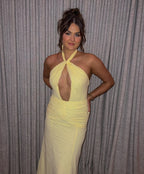 Halter Neck Dress In Yellow