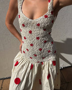 Mottled Dress in Polka Dot Red