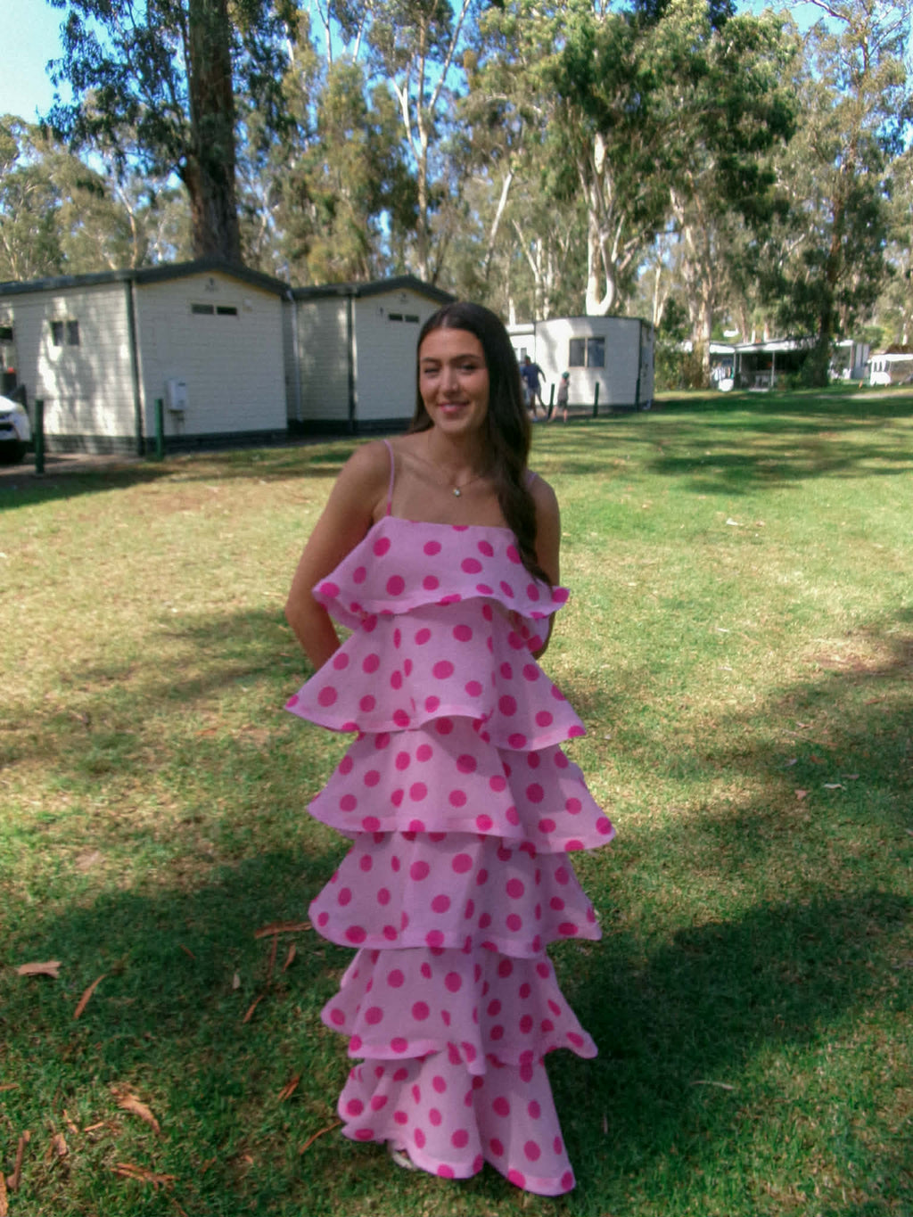Sola Tiered in Polkadot Pink