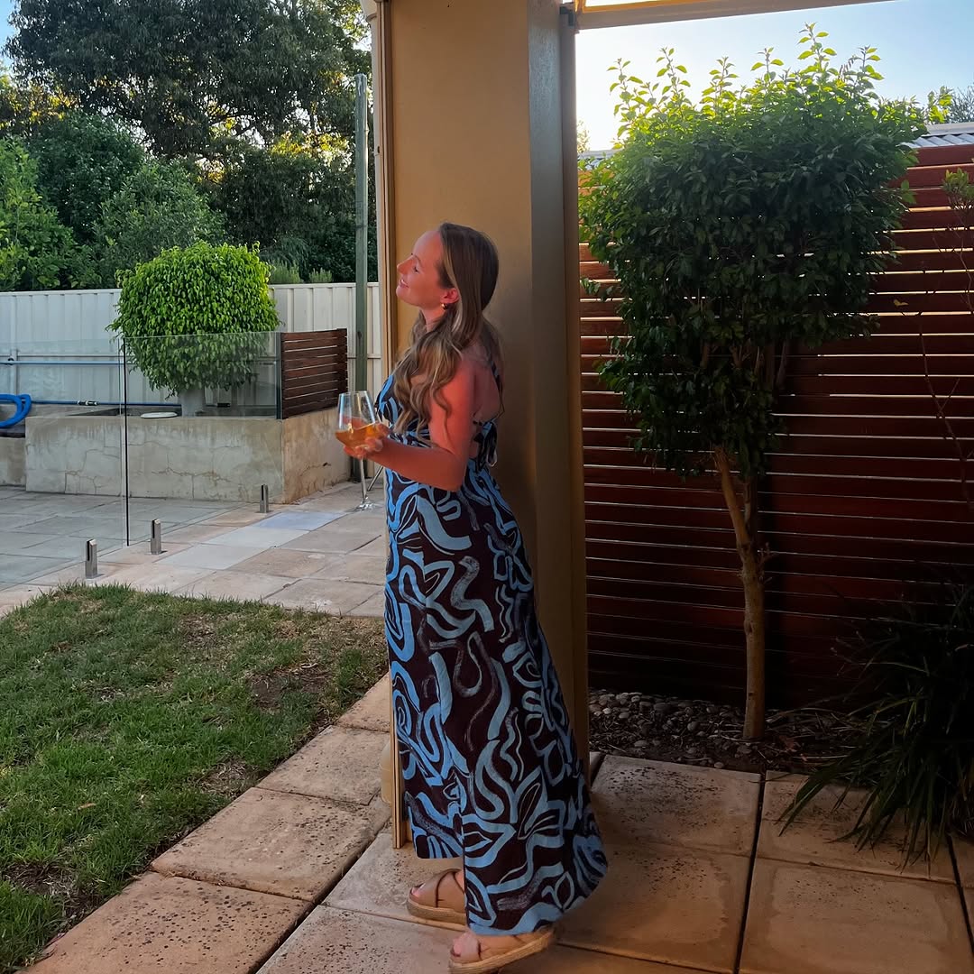 Zani Dress in Blue/Brown