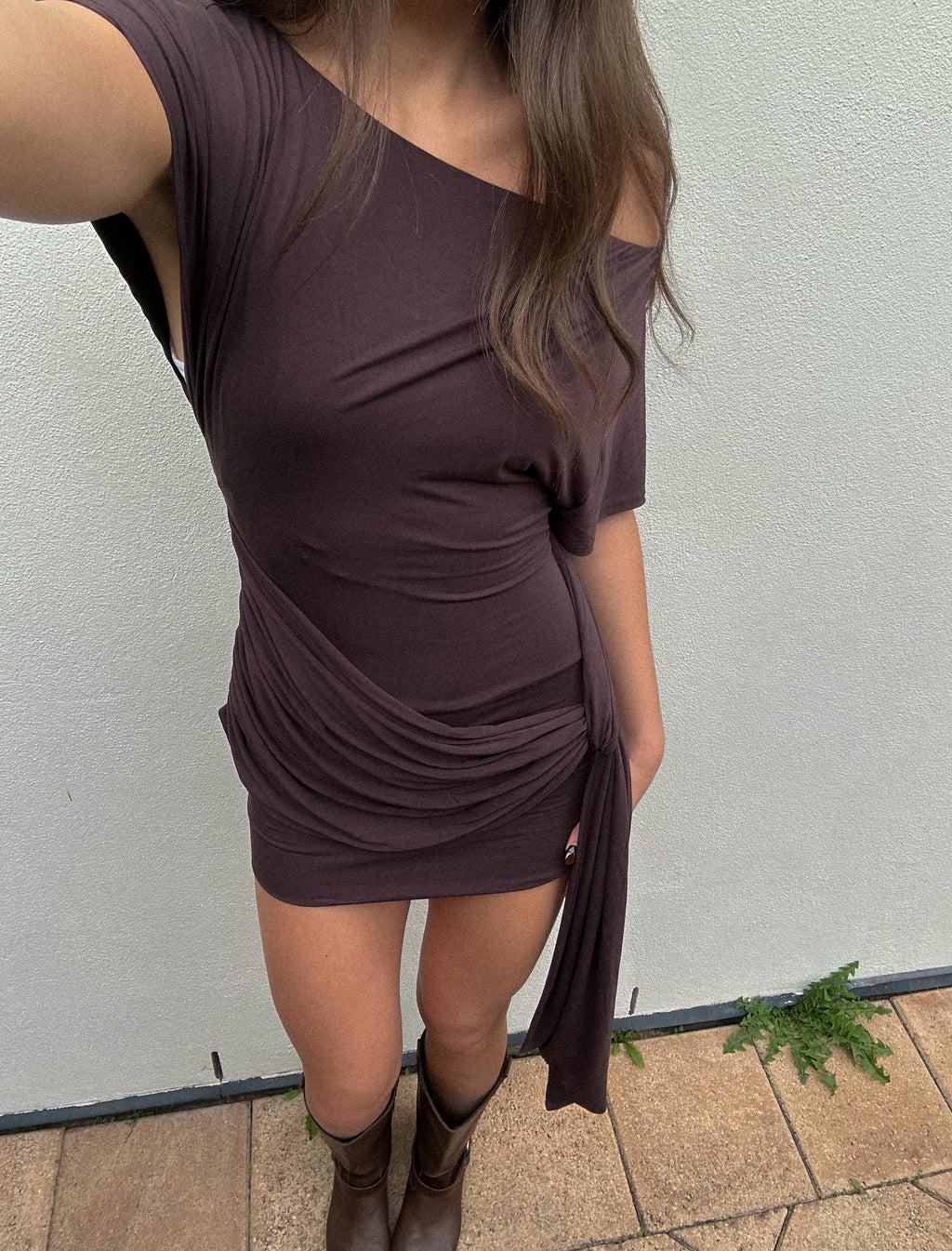 Lorenze Mini Dress in Brown