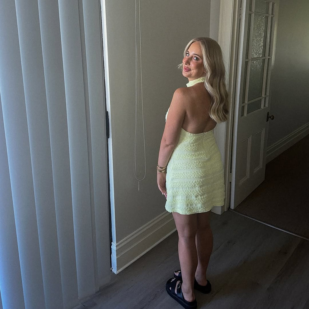 Halter Dress in Lemon