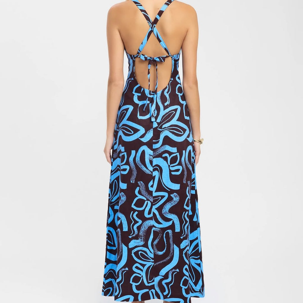 Zani Dress in Blue/Brown