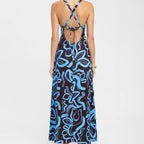 Zani Dress in Blue/Brown