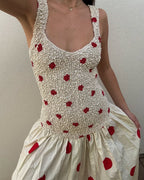 Mottled Dress in Polka Dot Red