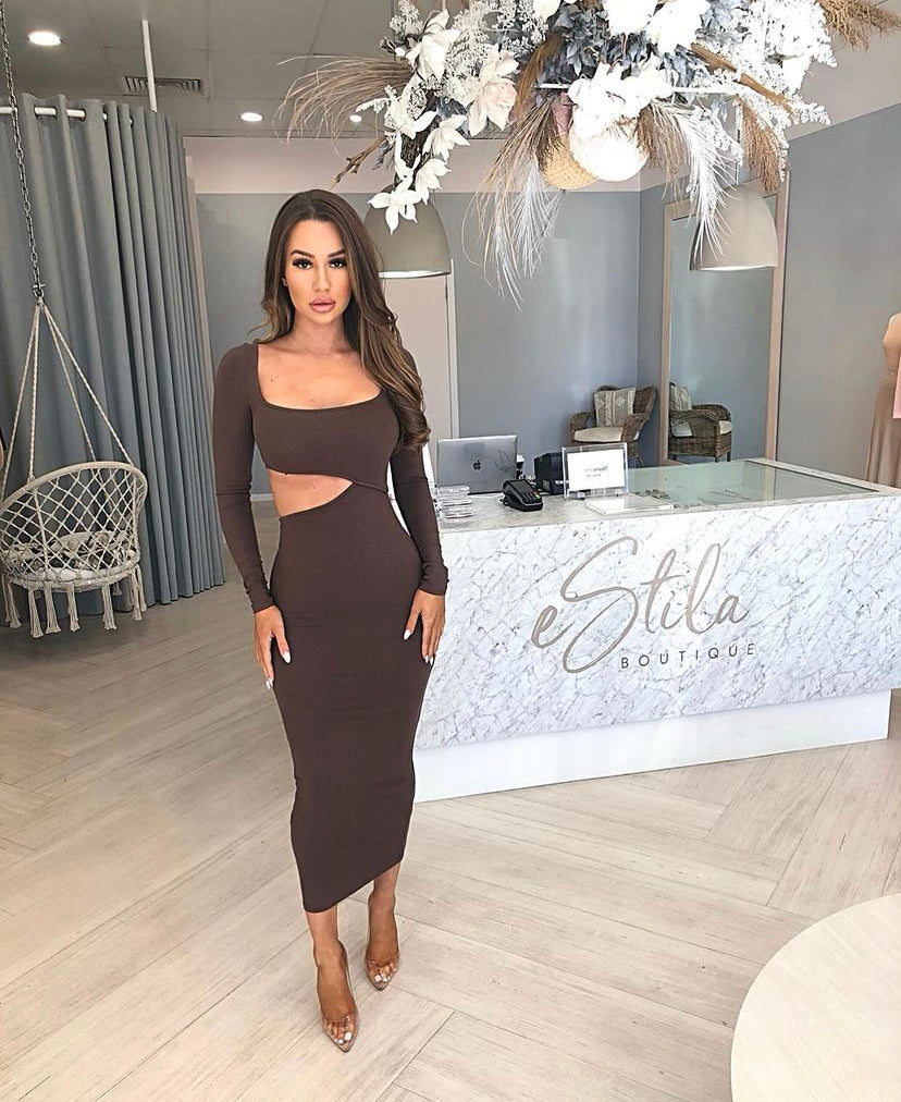 Angel Midi Dress Brown