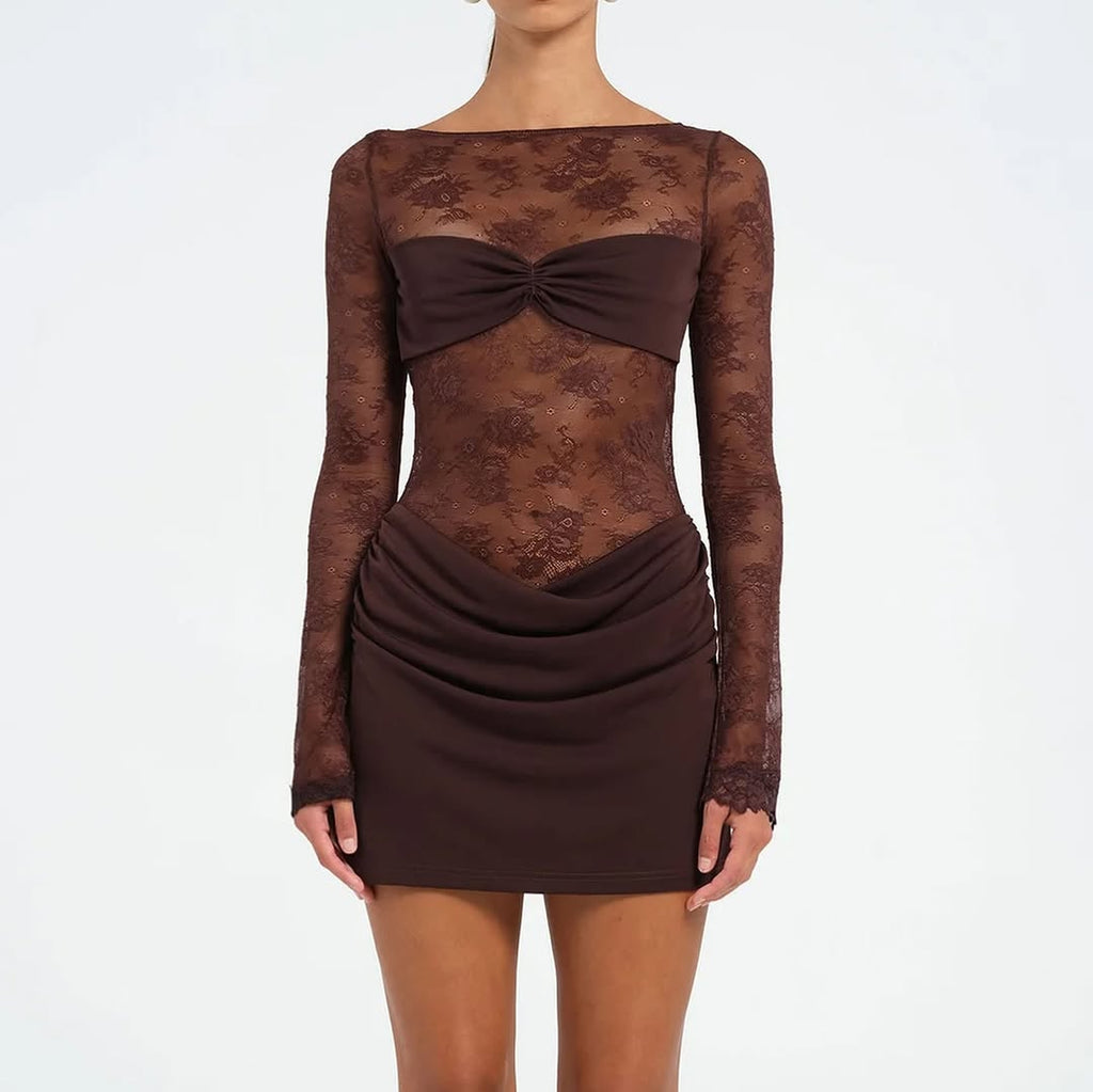 Oskar Mini Dress In Brown