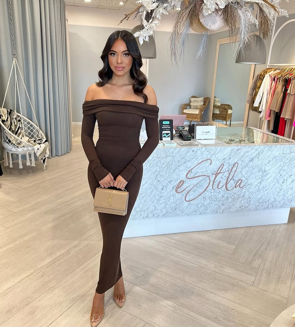 Alessandra Dress In Brown