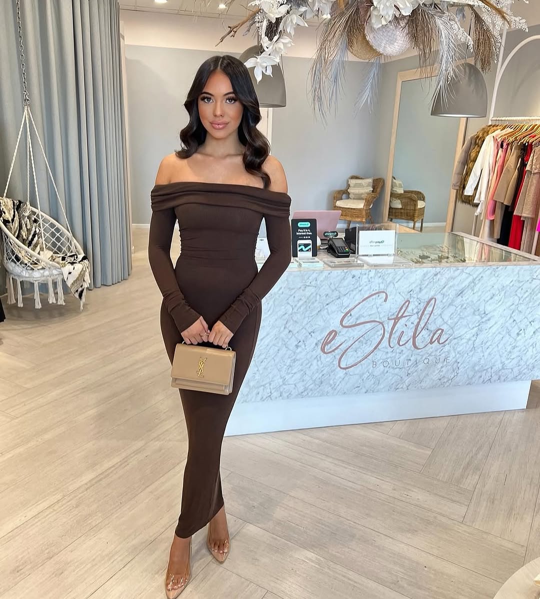 Alessandra Dress In Brown
