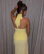 Halter Neck Dress In Yellow