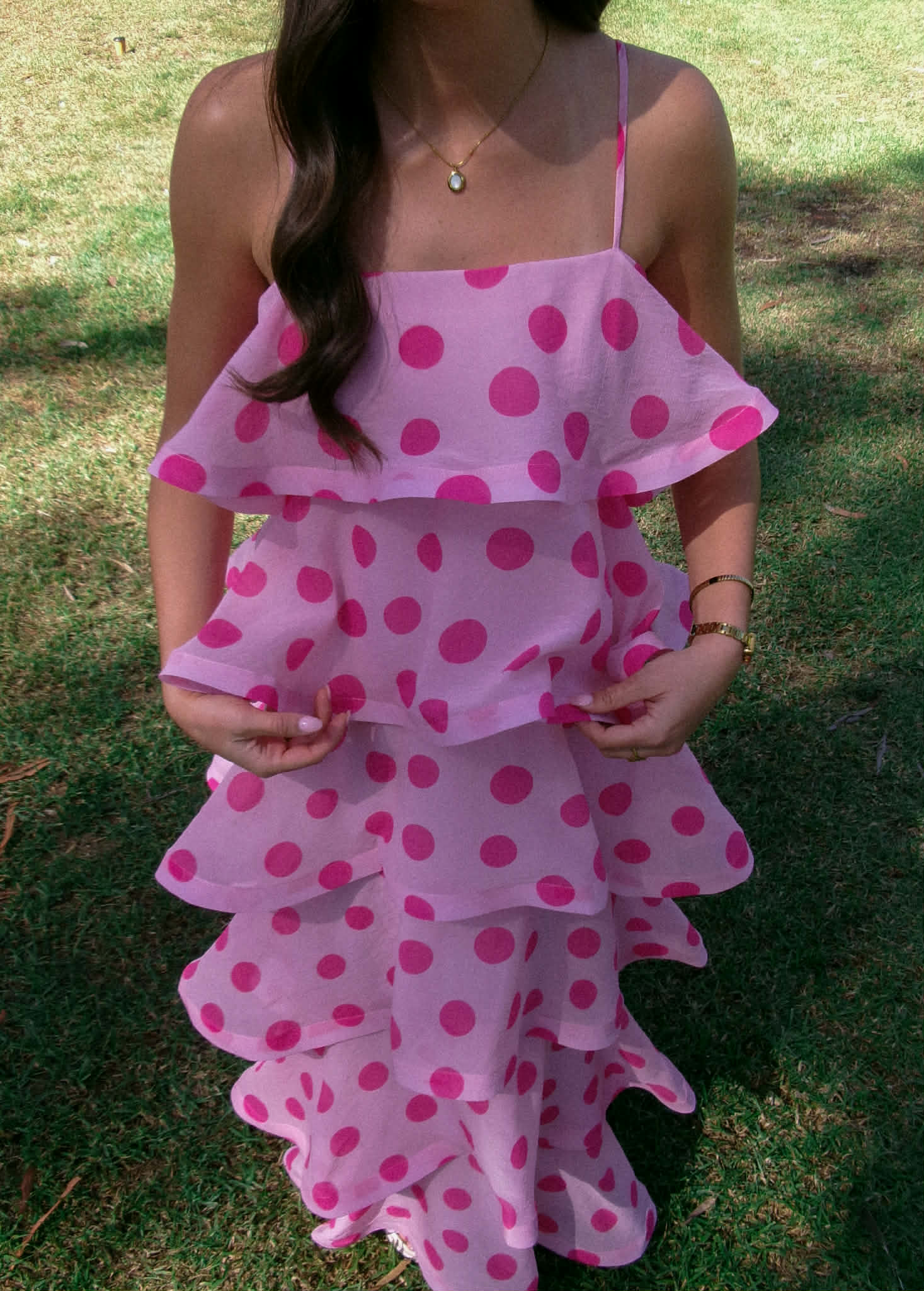 Sola Tiered in Polkadot Pink