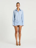 Riya Shirt Dress in Blue/Lemon Stripe