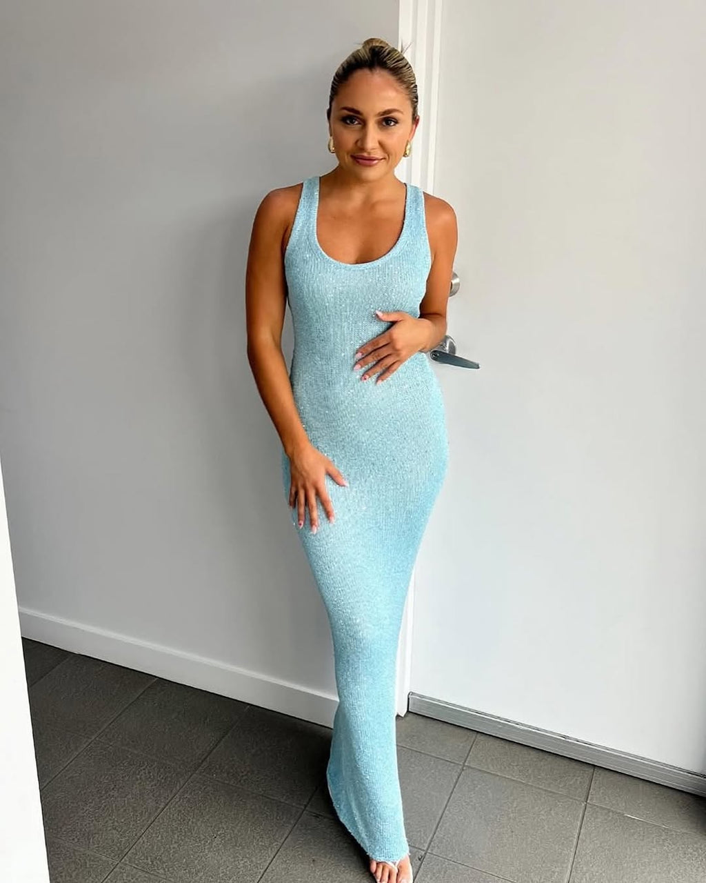 Ana Dress in Sequin Blue