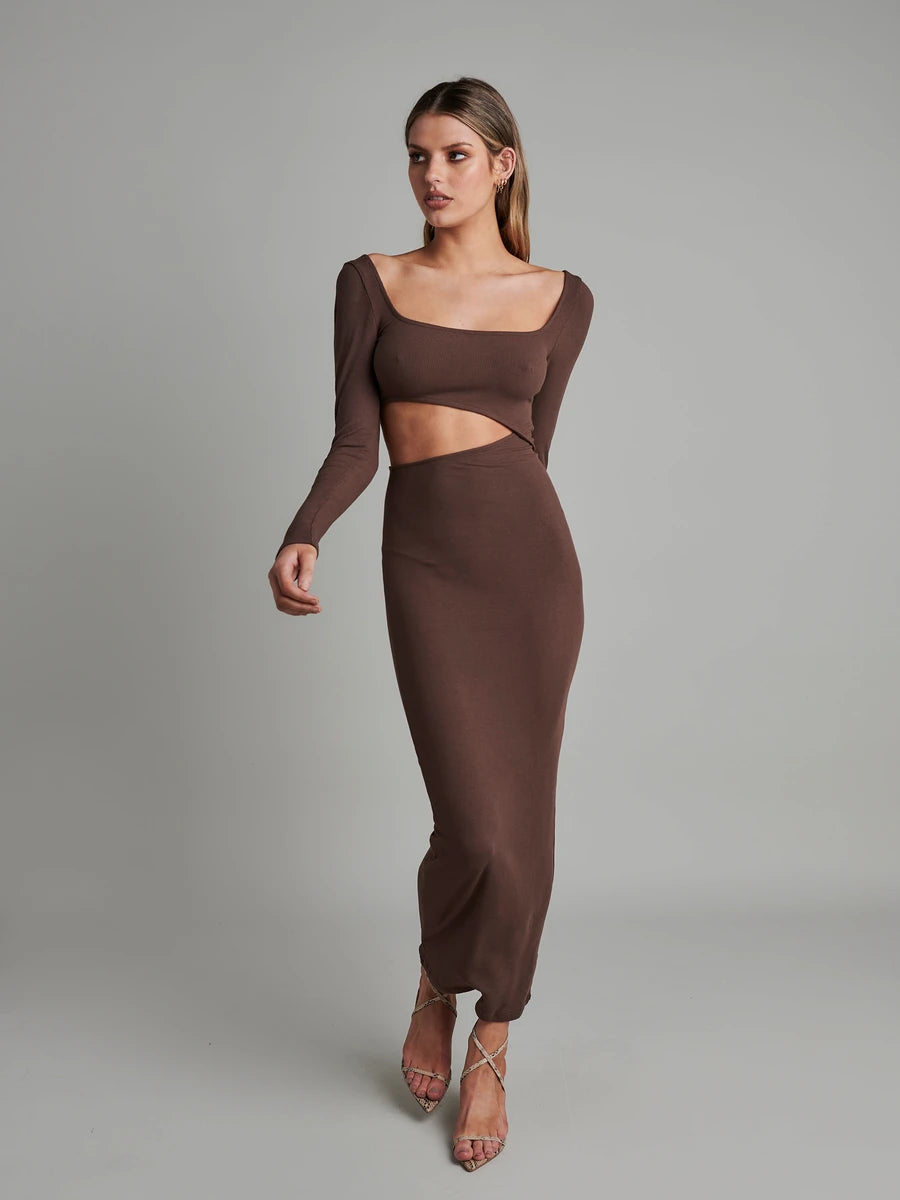 Angel Midi Dress Brown