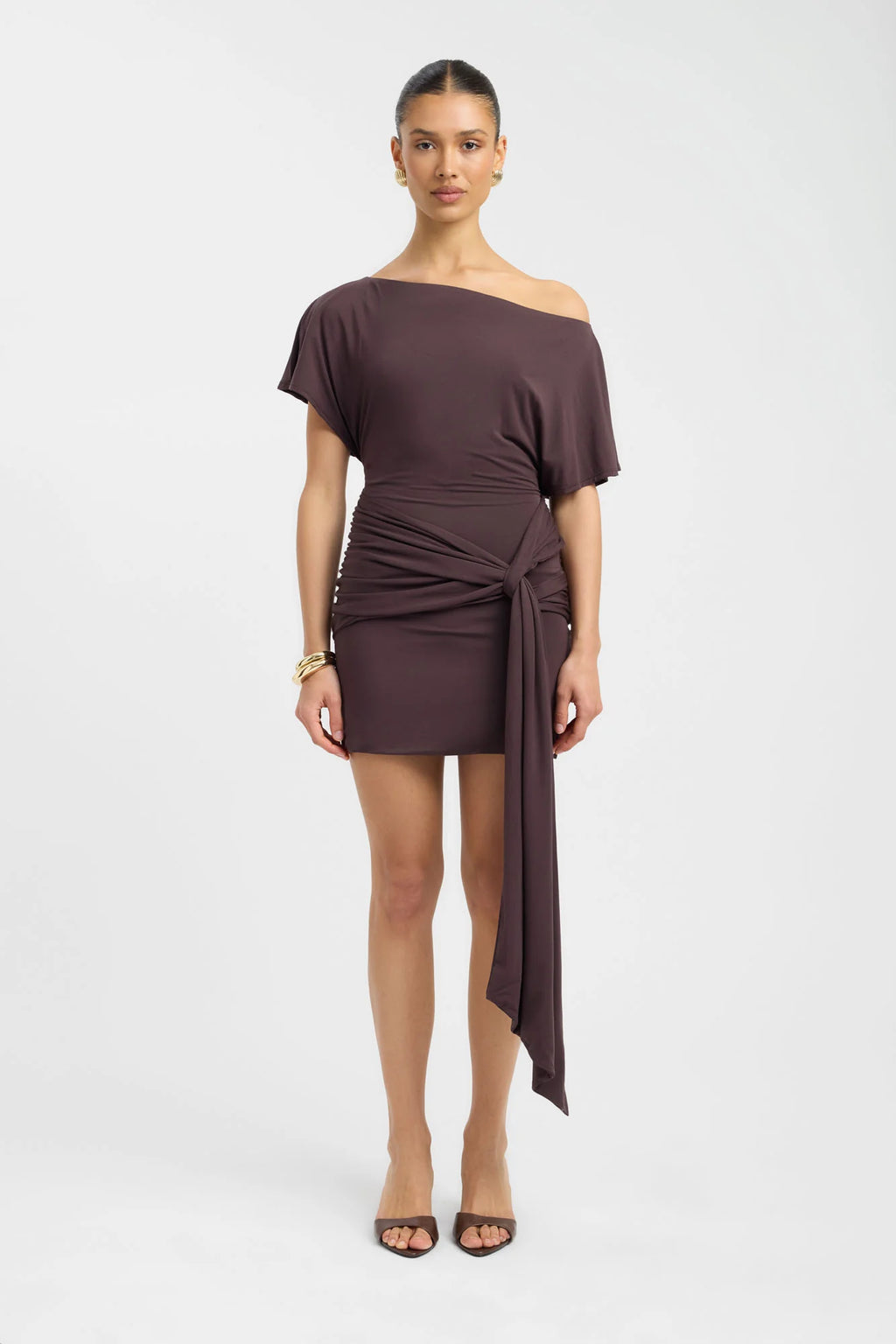 Lorenze Mini Dress in Brown