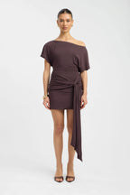 Lorenze Mini Dress in Brown