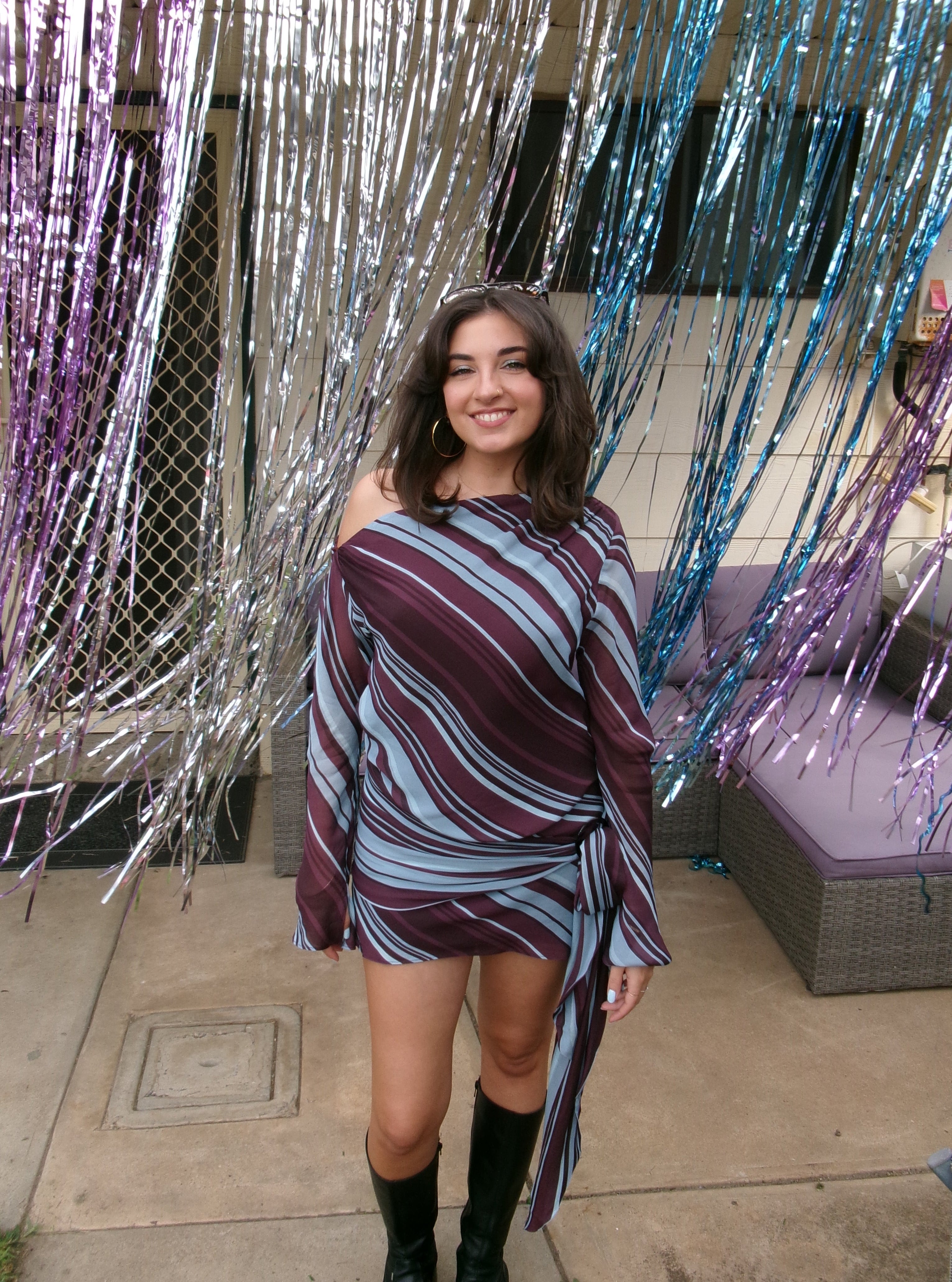 Elise Dress in Midnight Stripe