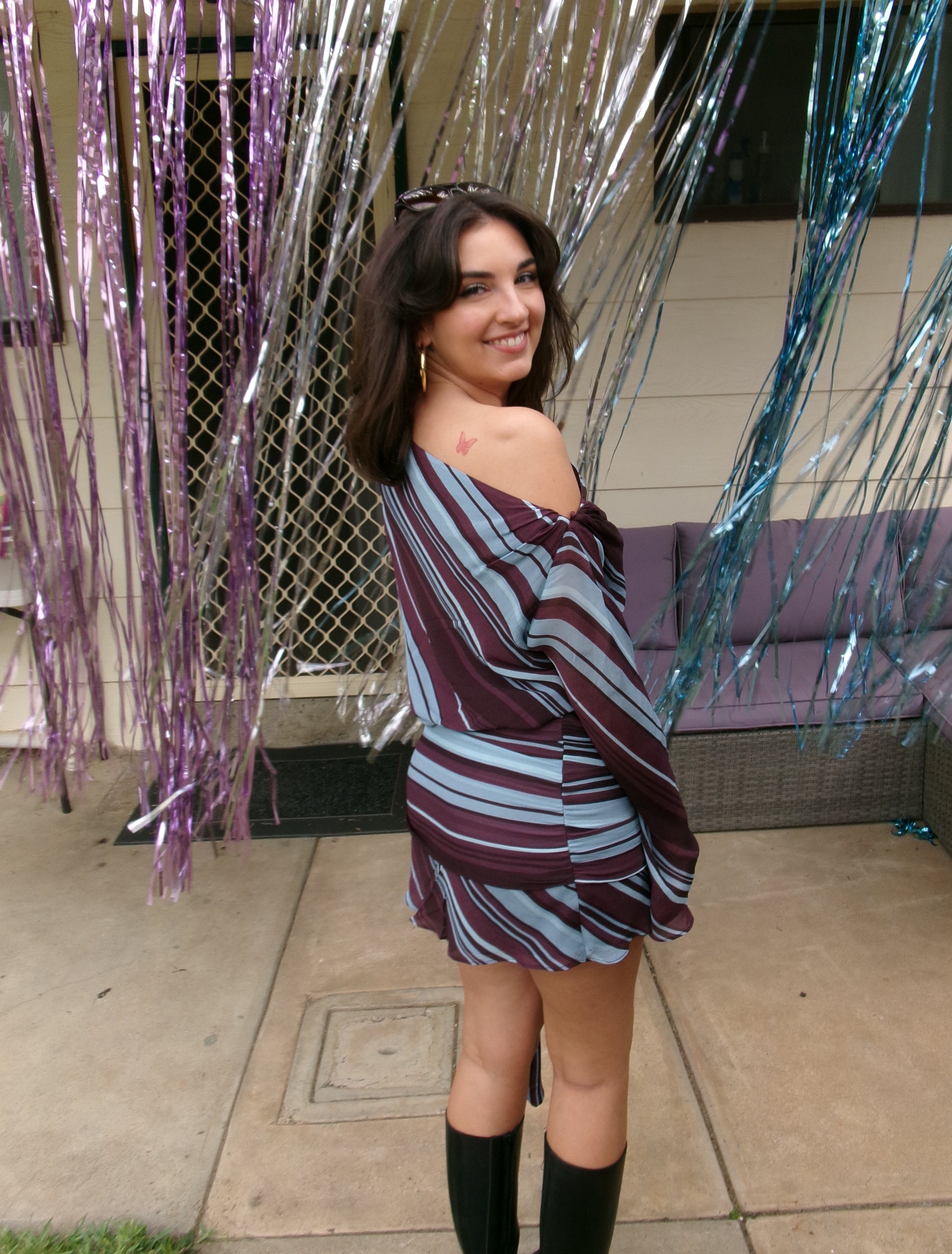 Elise Dress in Midnight Stripe