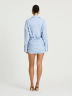 Riya Shirt Dress in Blue/Lemon Stripe