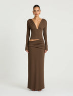 Agnes Maxi Dress in Chocolate