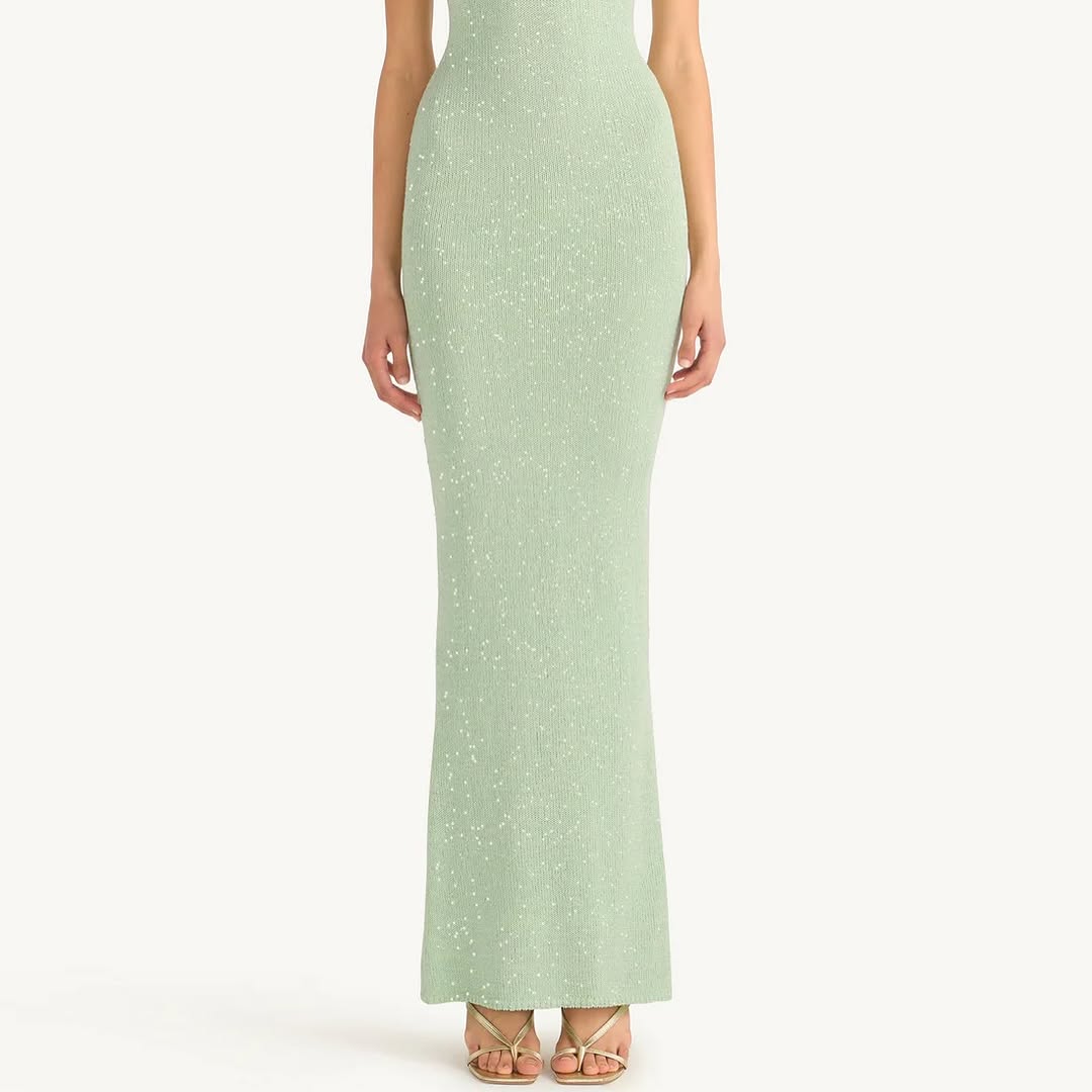 Ana Dress in Sequin Sage
