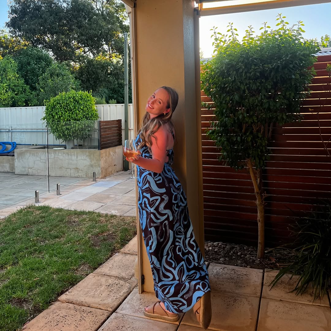 Zani Dress in Blue/Brown
