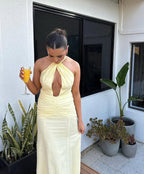Halter Neck Dress In Yellow