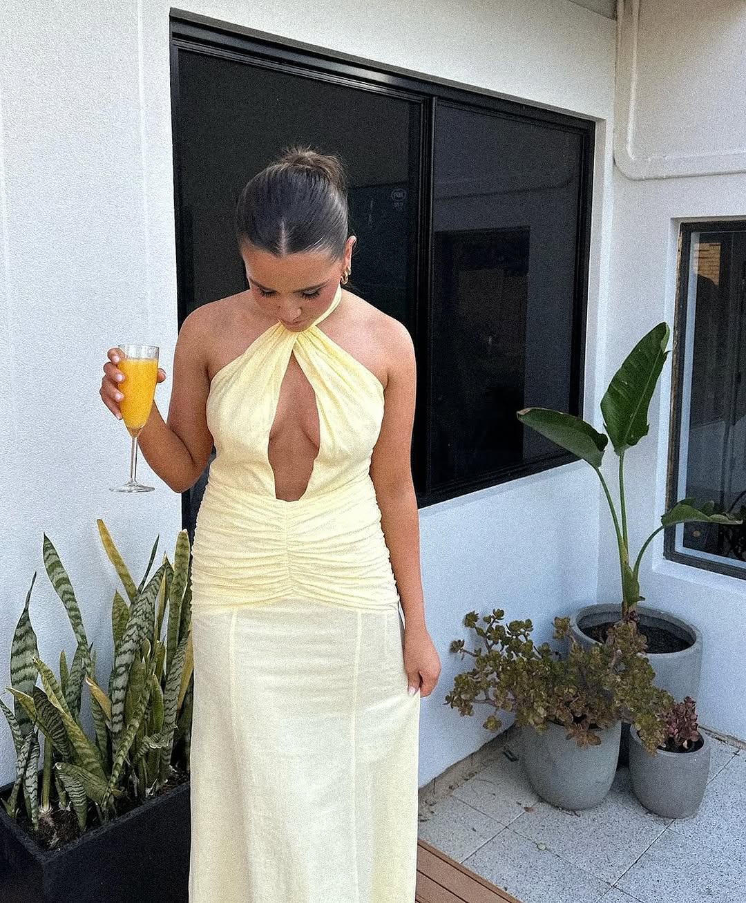 Halter Neck Dress In Yellow