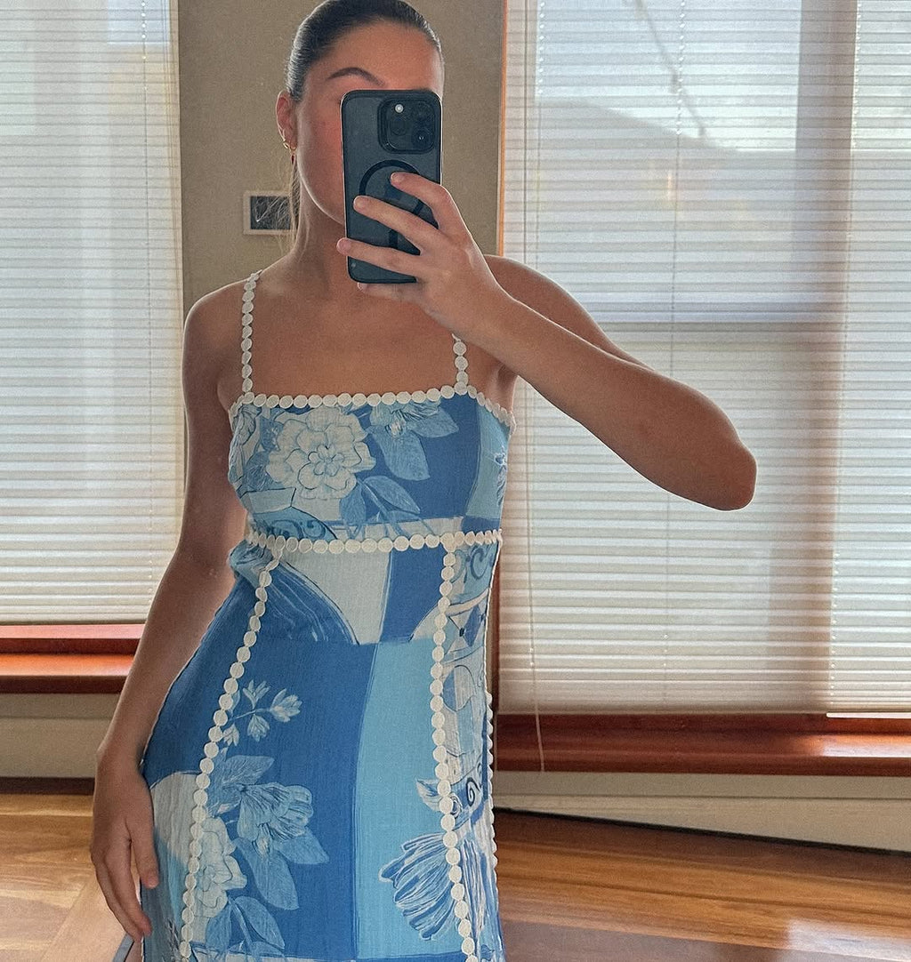 Terazzo Dress In Vaso Blue