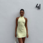 Halter Dress in Lemon