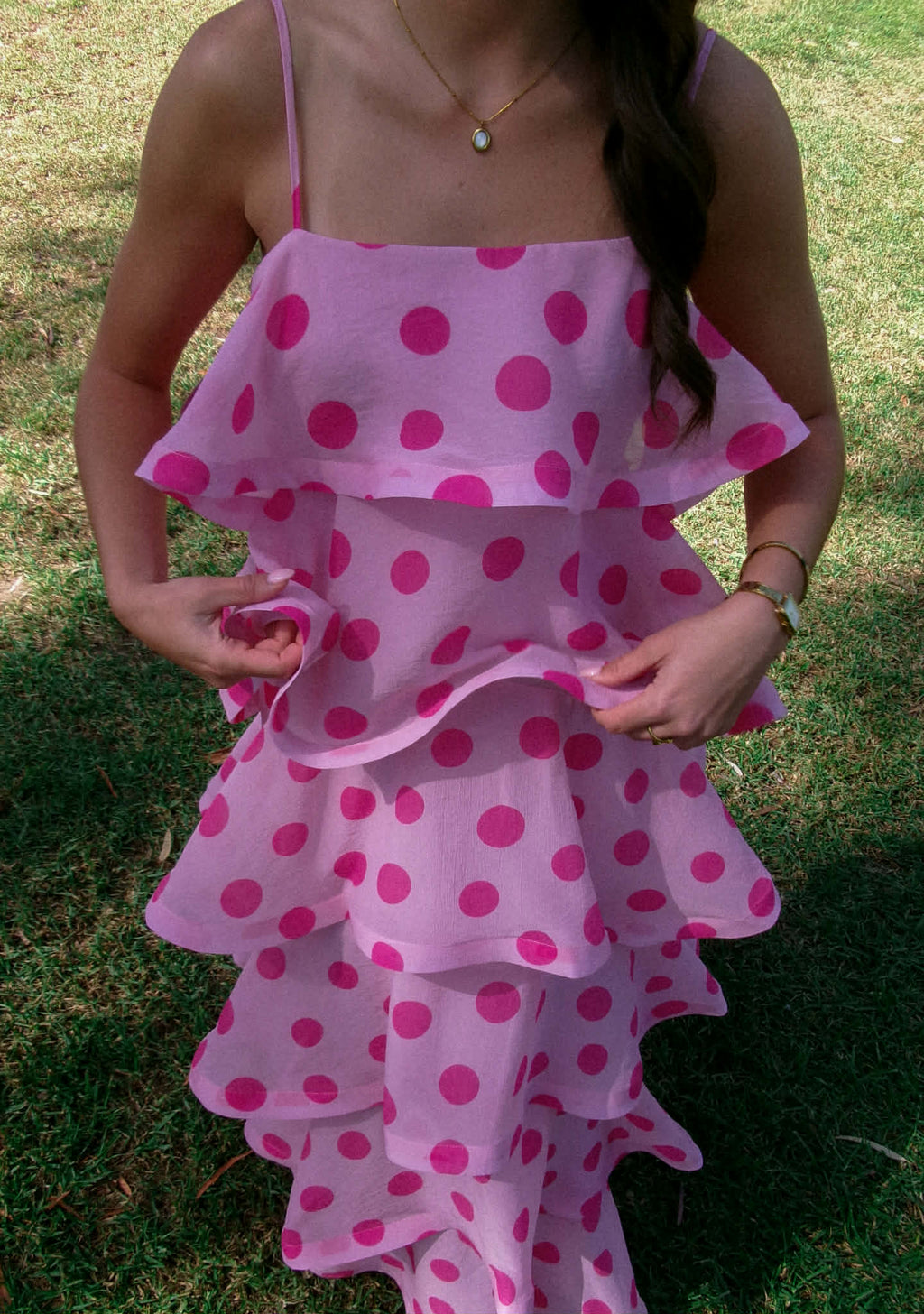 Sola Tiered in Polkadot Pink
