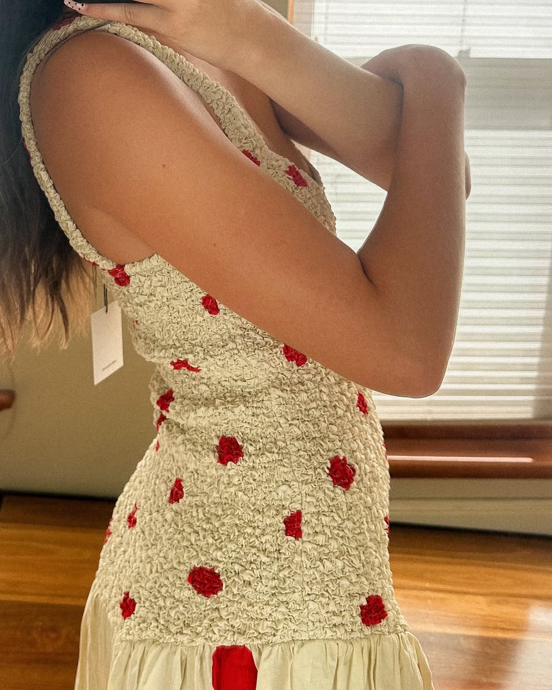 Mottled Dress in Polka Dot Red